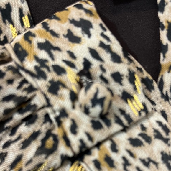 Vince Camuto Leopard Print Metallic Gold Foil Tiered Babydoll Mini Dress S - Picture 5 of 8